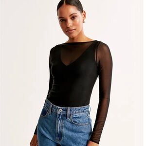 A&F Long Sleeve Mesh Slash Top